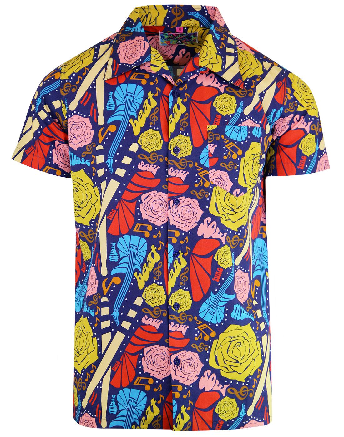 Resort Wear Retro Shirt M Aloha Shirt Tropical Shirt Tiki Shirt Vintage 80s Polyester Hawaiian Shirt Floral Shirt Rockabilly Shirt