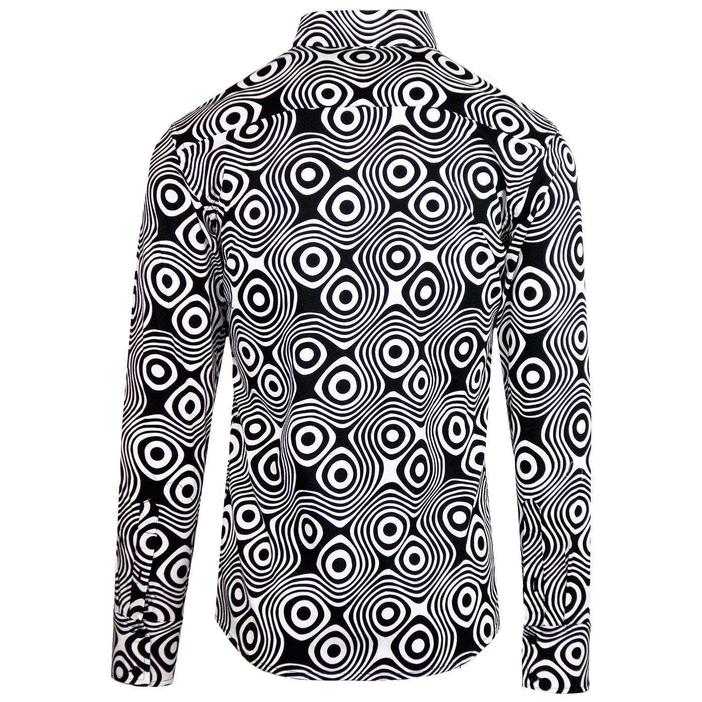 MACAP ENGLAND Trip Op Art Retro 60s Mod Big Collar Shirt