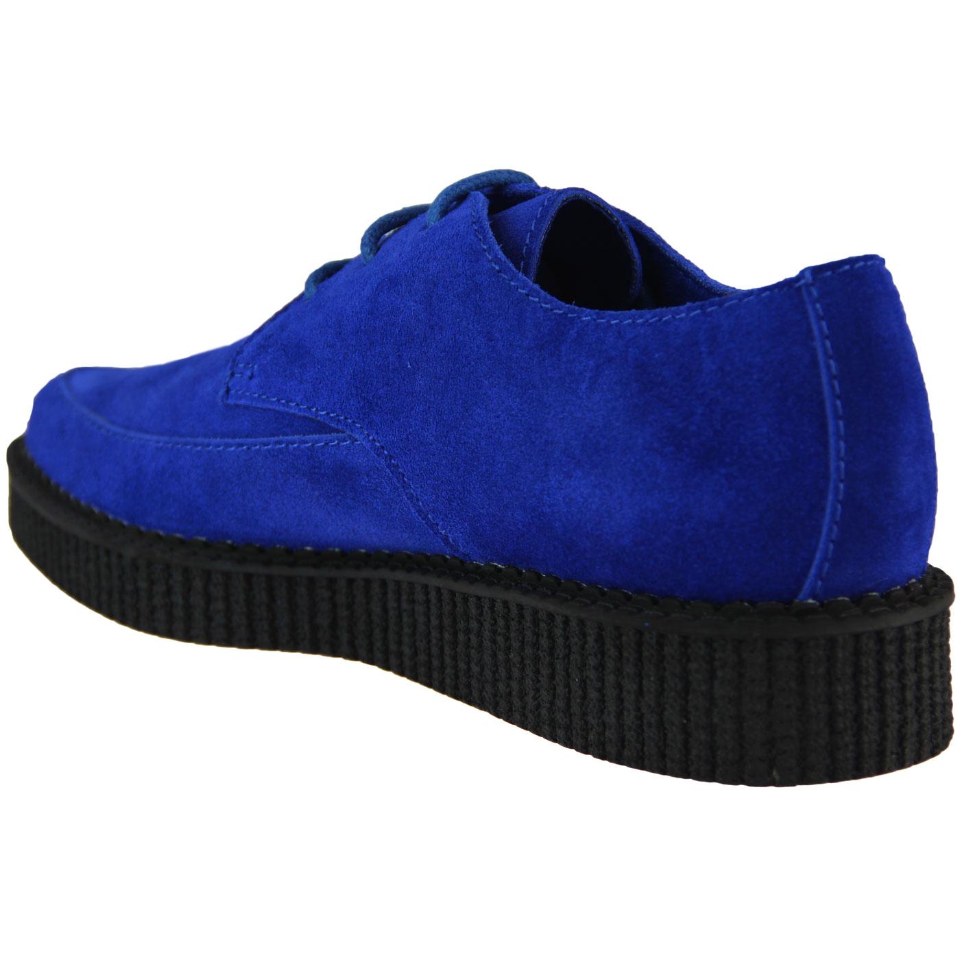New Rare Retro Hand Made Uk Shoes Blue Suede Lepoard Creepers Rock Punk 