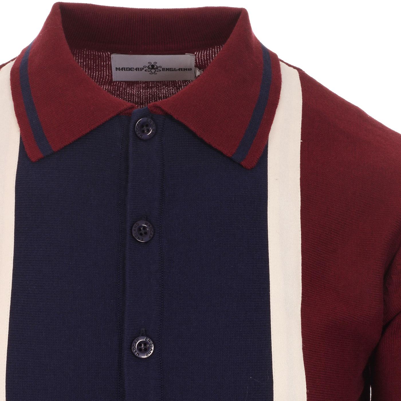 MADCAP ENGLAND Marriott Suede Polo Cardigan in Zinfandel