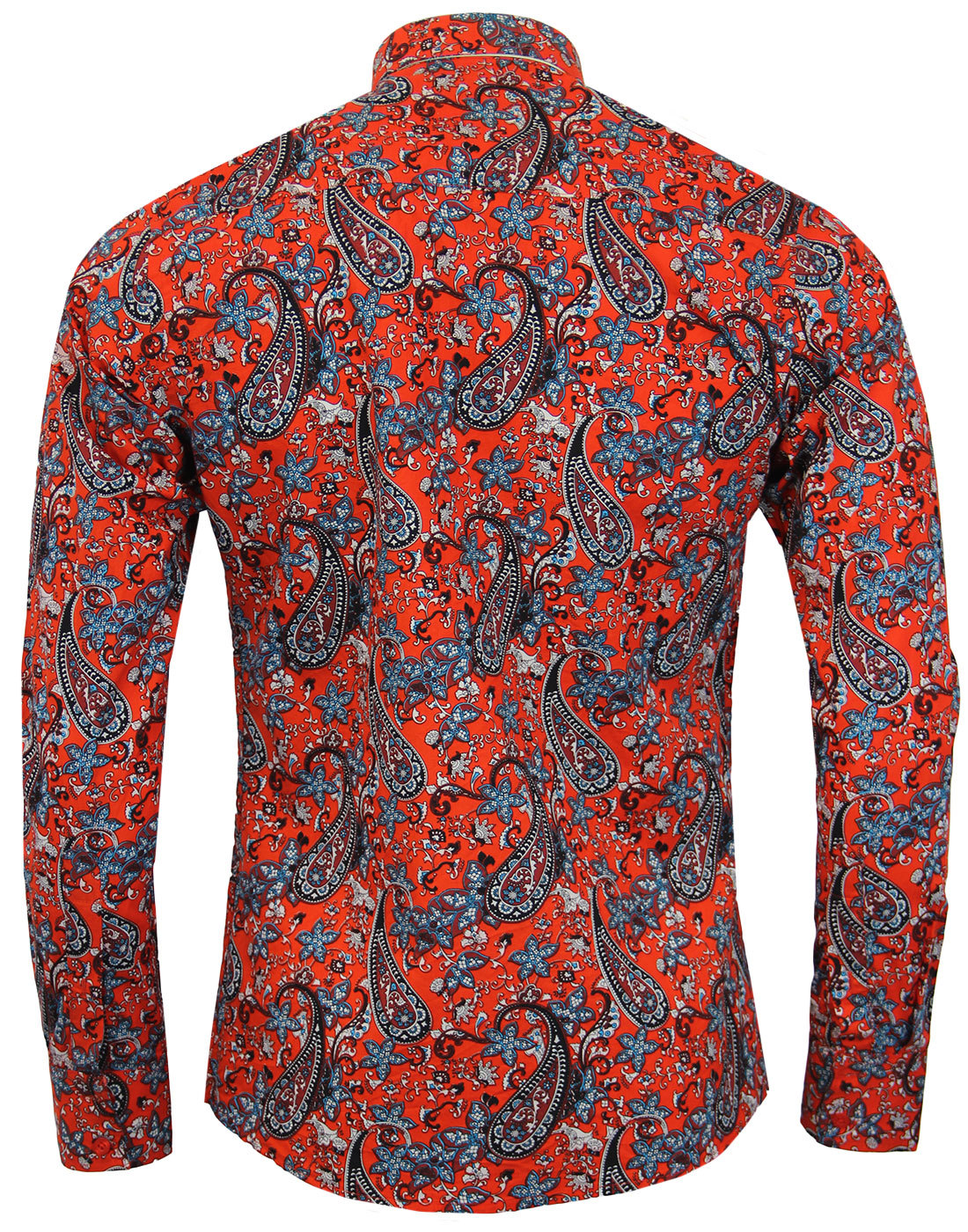 MADCAP ENGLAND Tabla Paisley Retro Psychedelic Mod Shirt in Red
