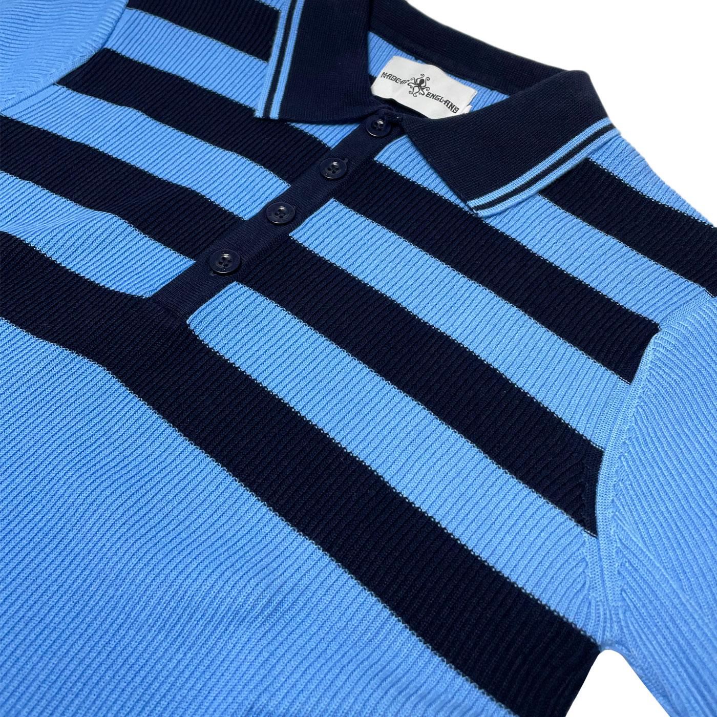 MADCAP ENGLAND Terry Retro Mod Ribbed Stripe Knit Polo Shirt