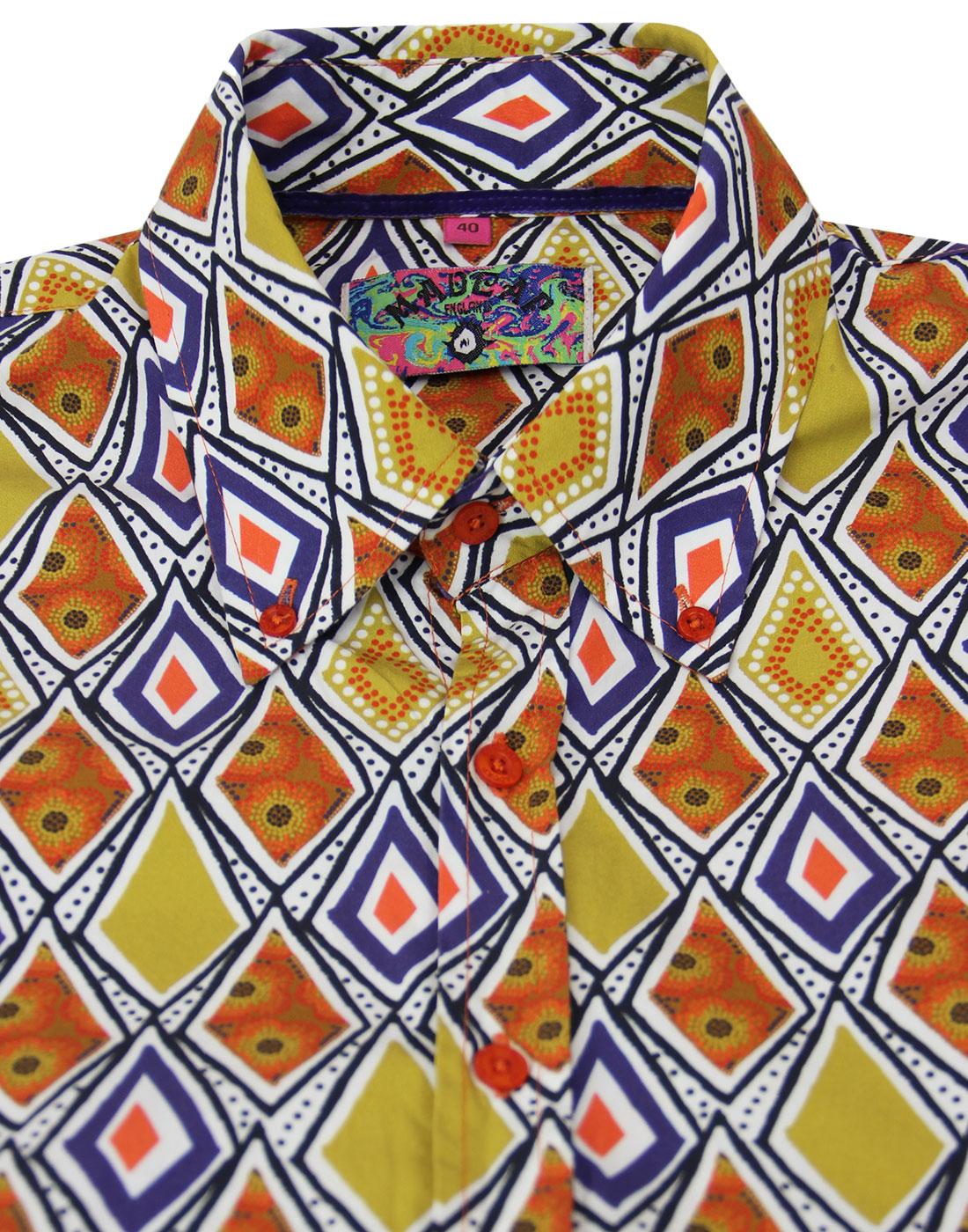 MADCAP ENGLAND Tribal Trip Retro 60s Mod Abstract Art Print Shirt