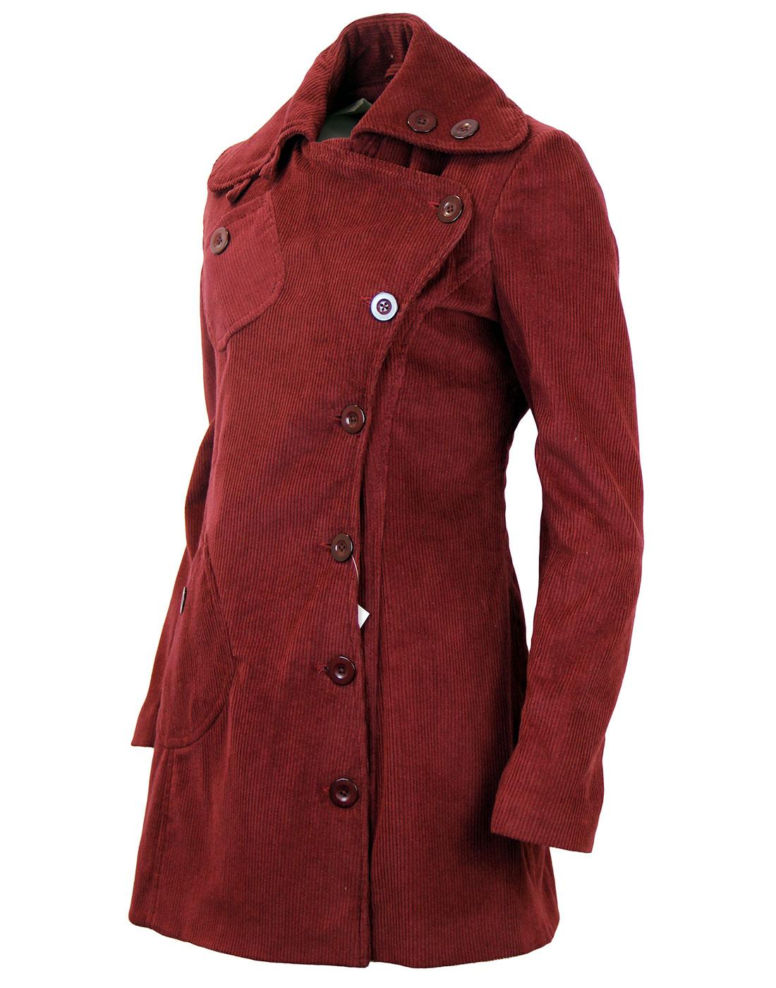 Madcap England Retro 60s Mod Burgundy Cord Grace Coat