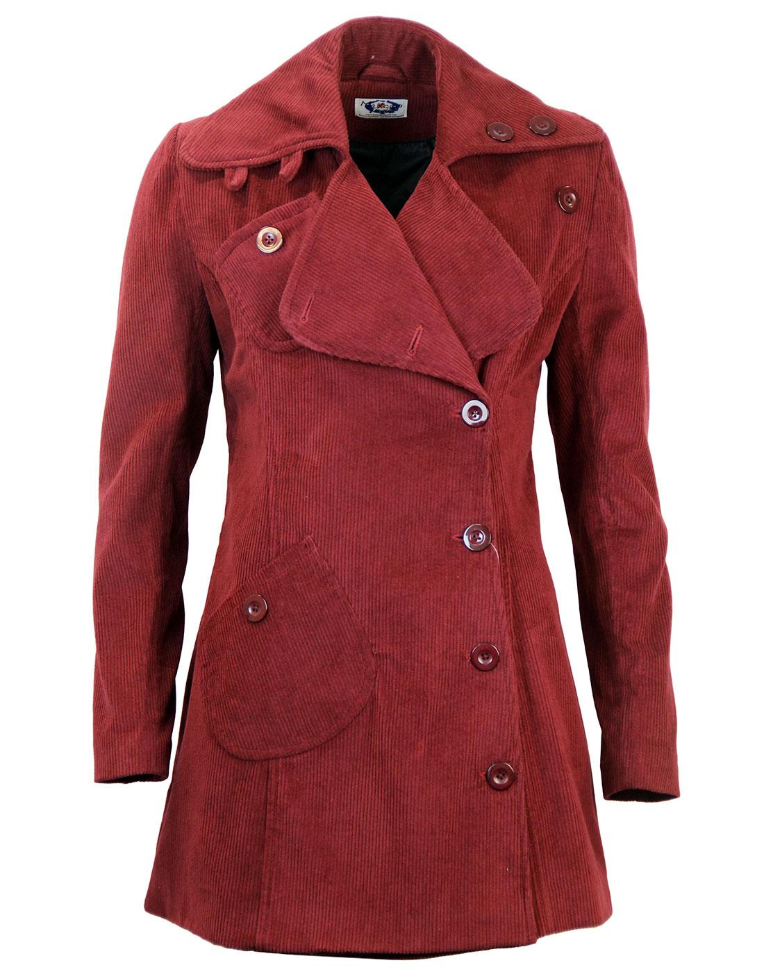 Madcap England Retro 60s Mod Burgundy Cord Grace Coat