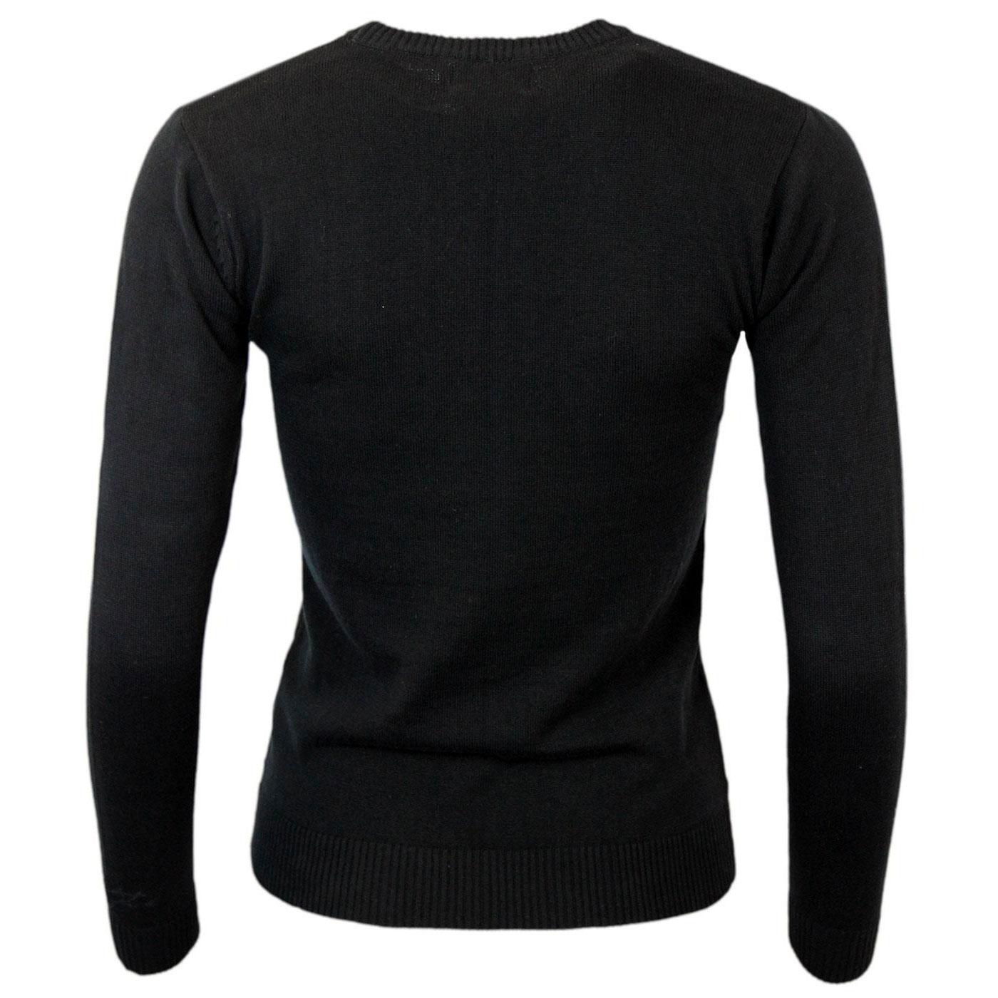 Madcap England Retro 60s Mod Womens Racing Jumper in Black