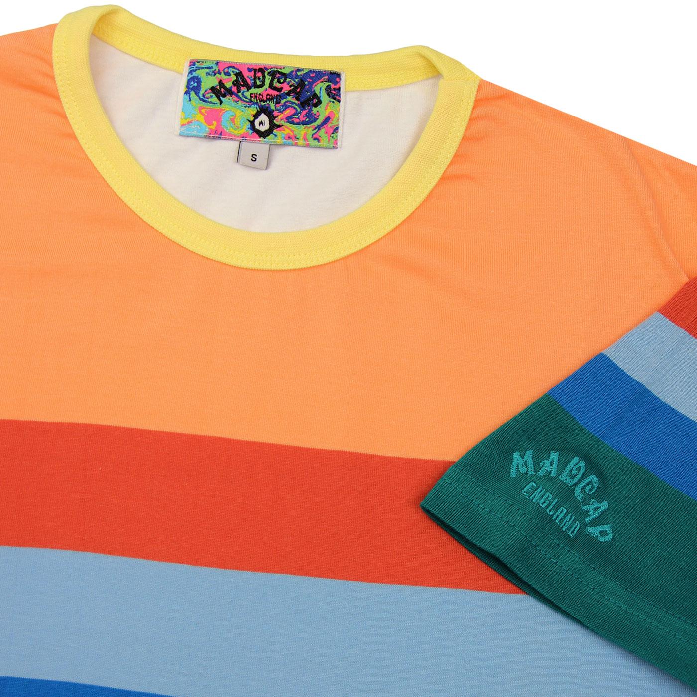 MADCAP ENGLAND Zippo Retro 1970s Rainbow Stripe T-shirt