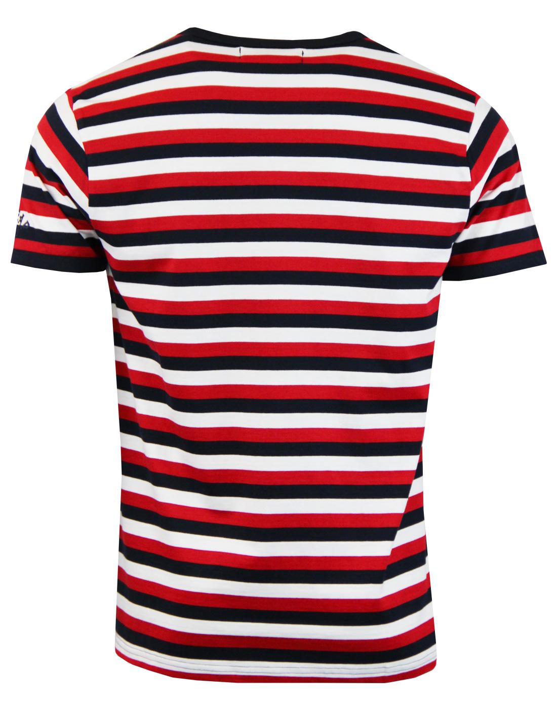 MADCAP ENGLAND Bande Men's Retro 60s Mod Tri-Stripe T-Shirt