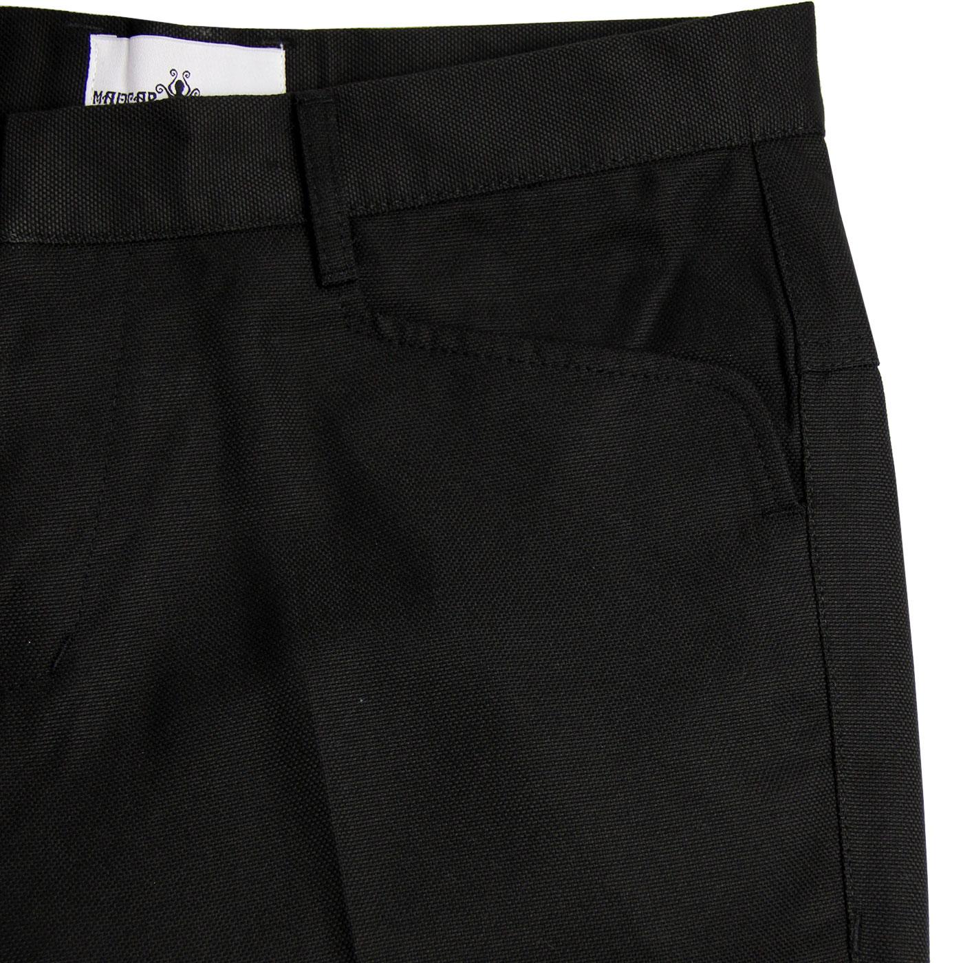 MADCAP ENGLAND Logan Bootcut Hopsack Trousers in Black