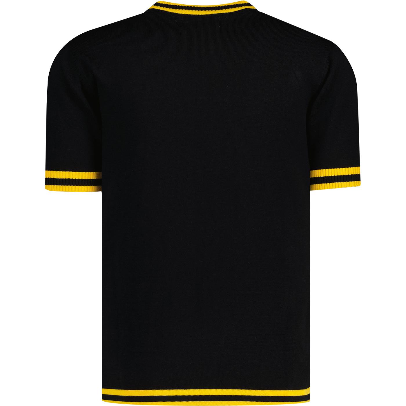 MADCAP ENGLAND Moon Mod Tipped Knit Tee in Black/Yellow