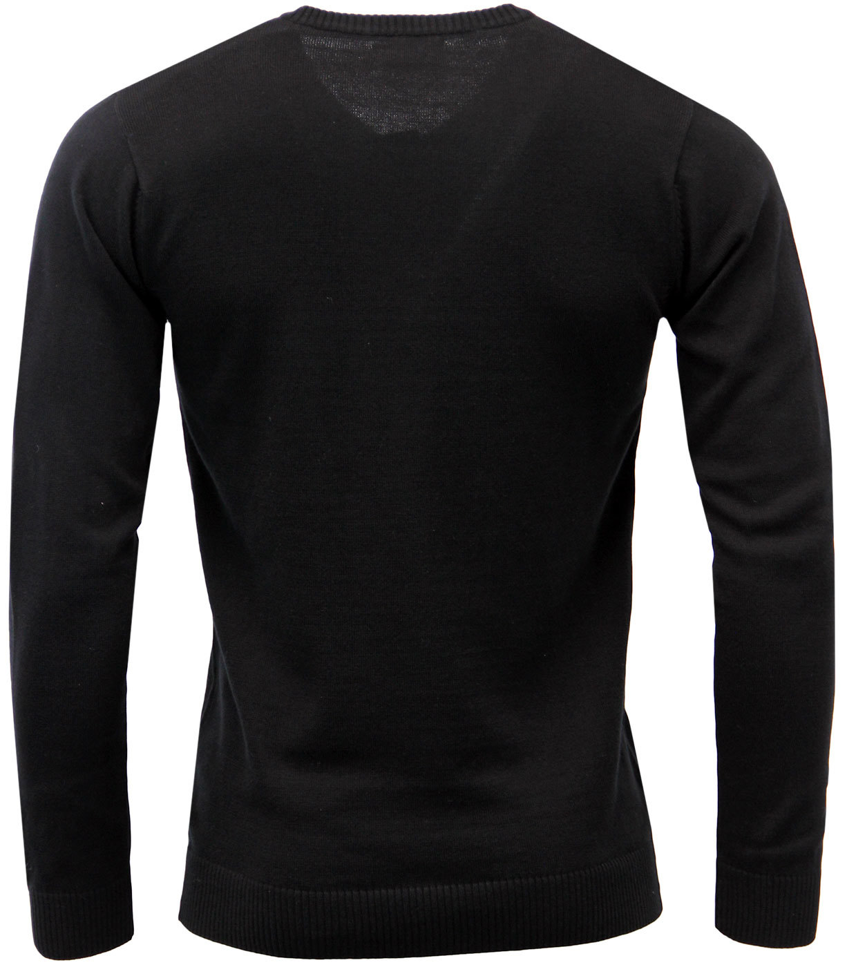 MADCAP ENGLAND Redford Retro 1960s Mod V-Neck Jumper in Black