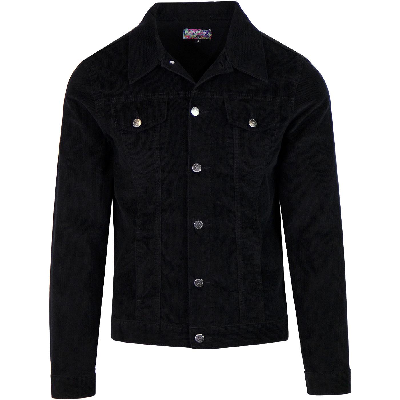 Retro 60s Mod Corduroy Western Jacket Black