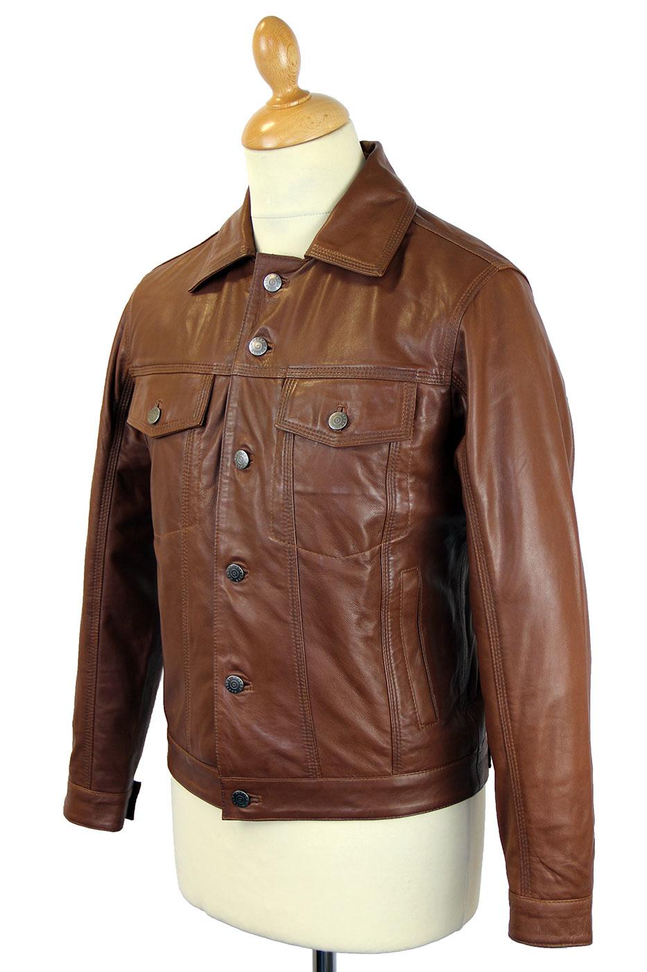 MADCAP ENGLAND Badlands Retro Mod Leather Western Jacket Brown