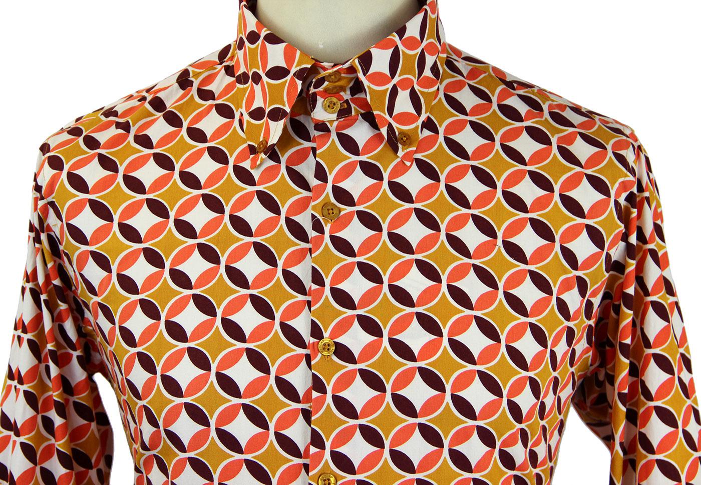 MADCAP ENGLAND Sunset Retro Sixties High Collar Mod Shirt Mustard