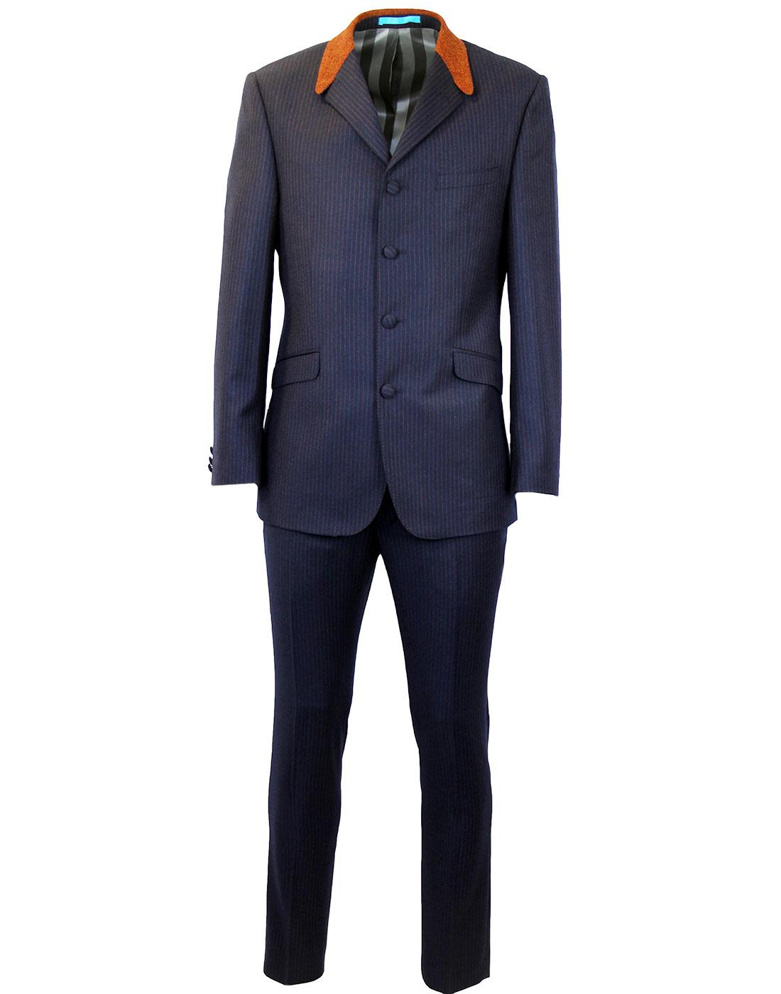 MADCAP ENGLAND Mod Flannel Stripe 4 Button Suit 
