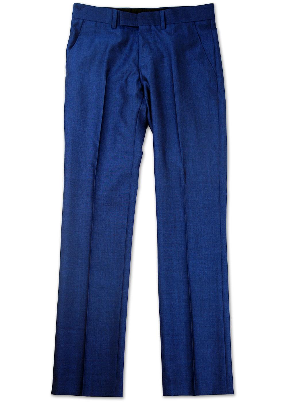 MADCAP ENGLAND Mod Slim Mohair Tonic Suit Trousers Bright Blue