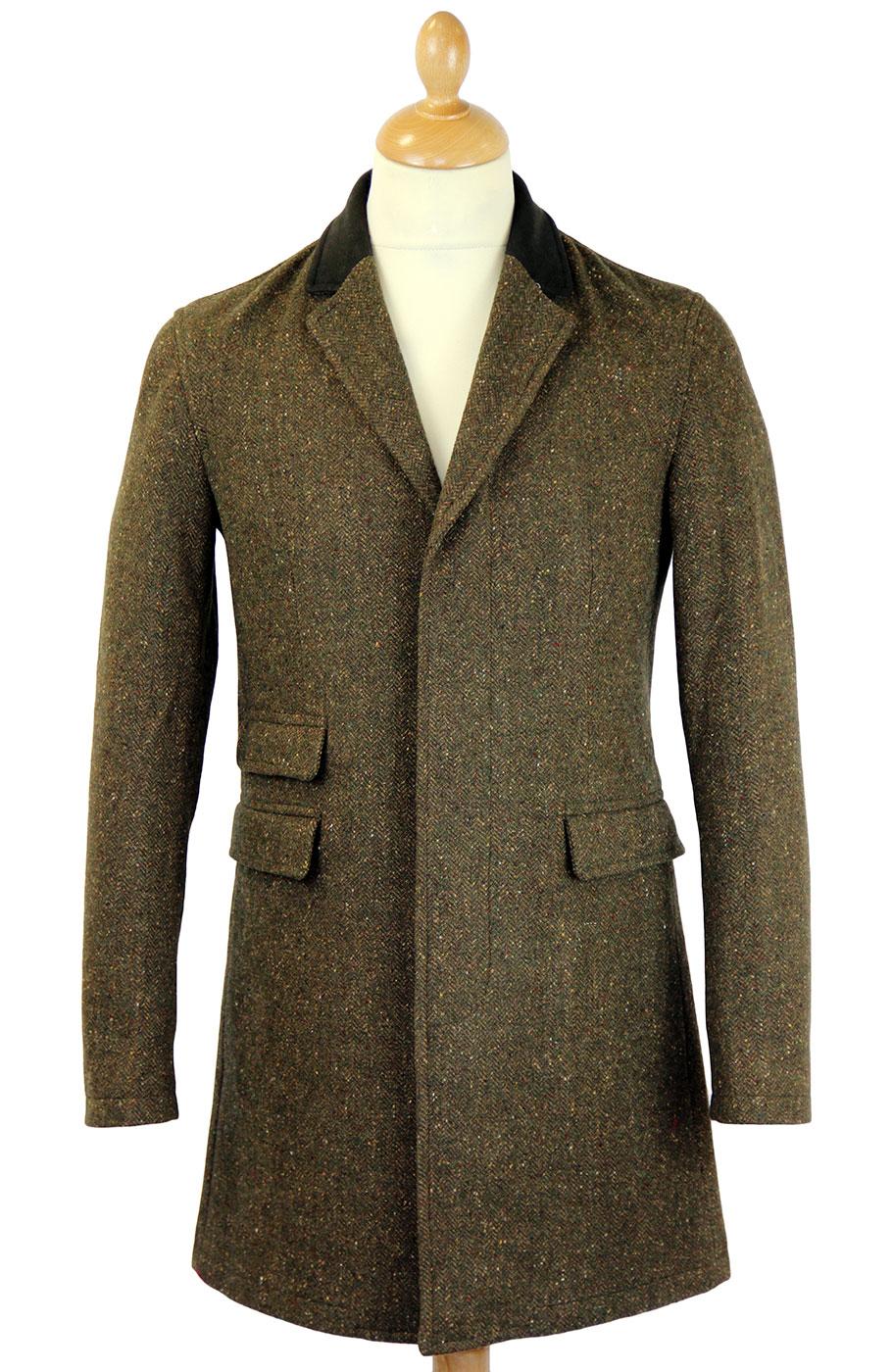 TAILORED by MADCAP ENGLAND Retro Mod Donegal Top Coat Brown