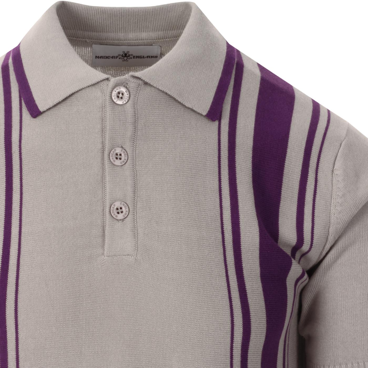 MADCAP ENGLAND Aftermath Mod Knitted Stripe Polo Drizzle