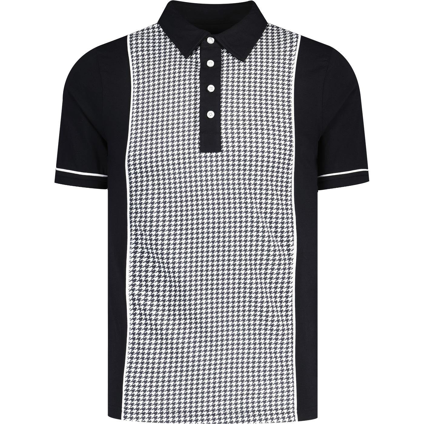 Pelham Madcap England 60s Dogtooth Jersey Polo B/W