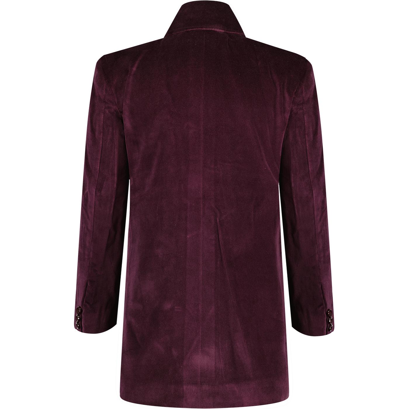MADCAP ENGLAND In Crowd High Collar Velvet Jacket in Wine