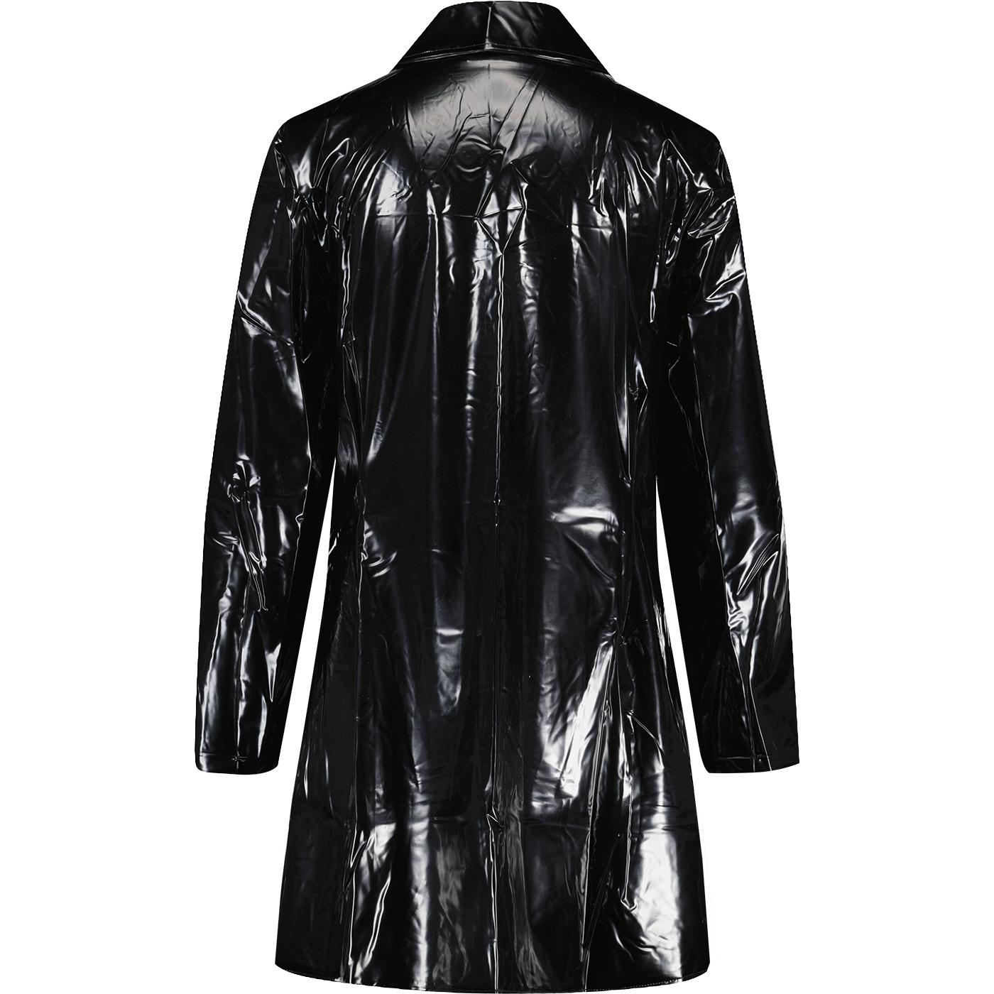 MADCAP ENGLAND Jackie Retro Mod 60's PVC Raincoat in Black