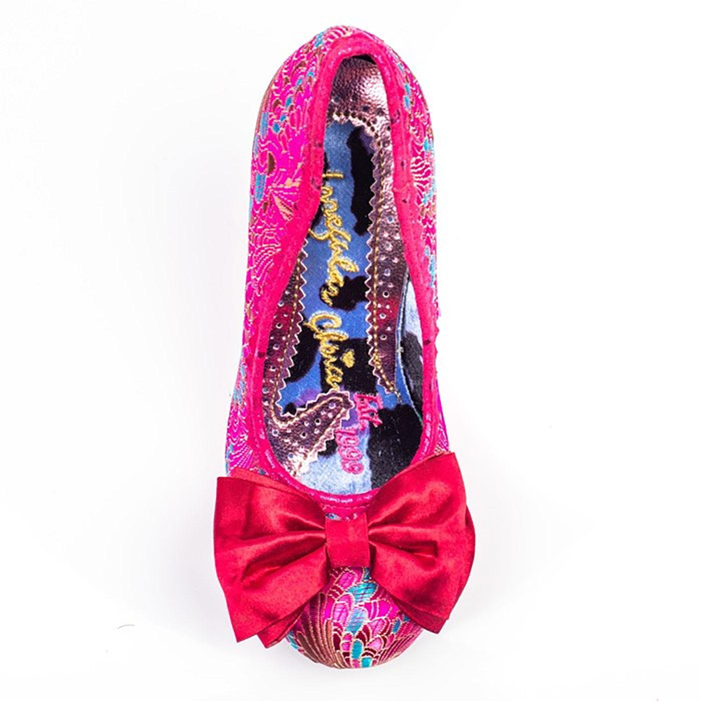 IRREGULAR CHOICE Mal E Bow Retro Embroidered Heels P