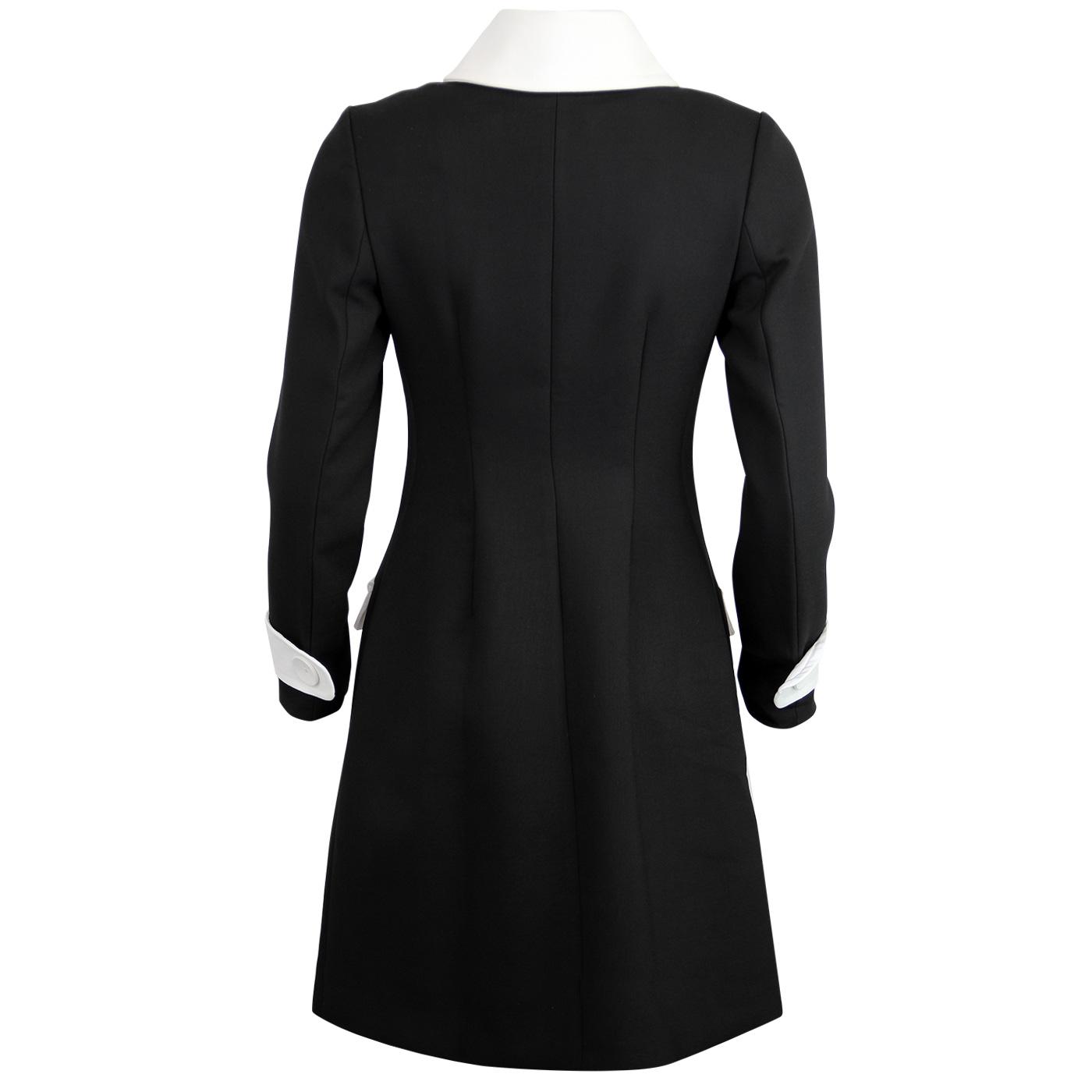 MARMALADE Retro 60s Mod Coat in Black and Cream