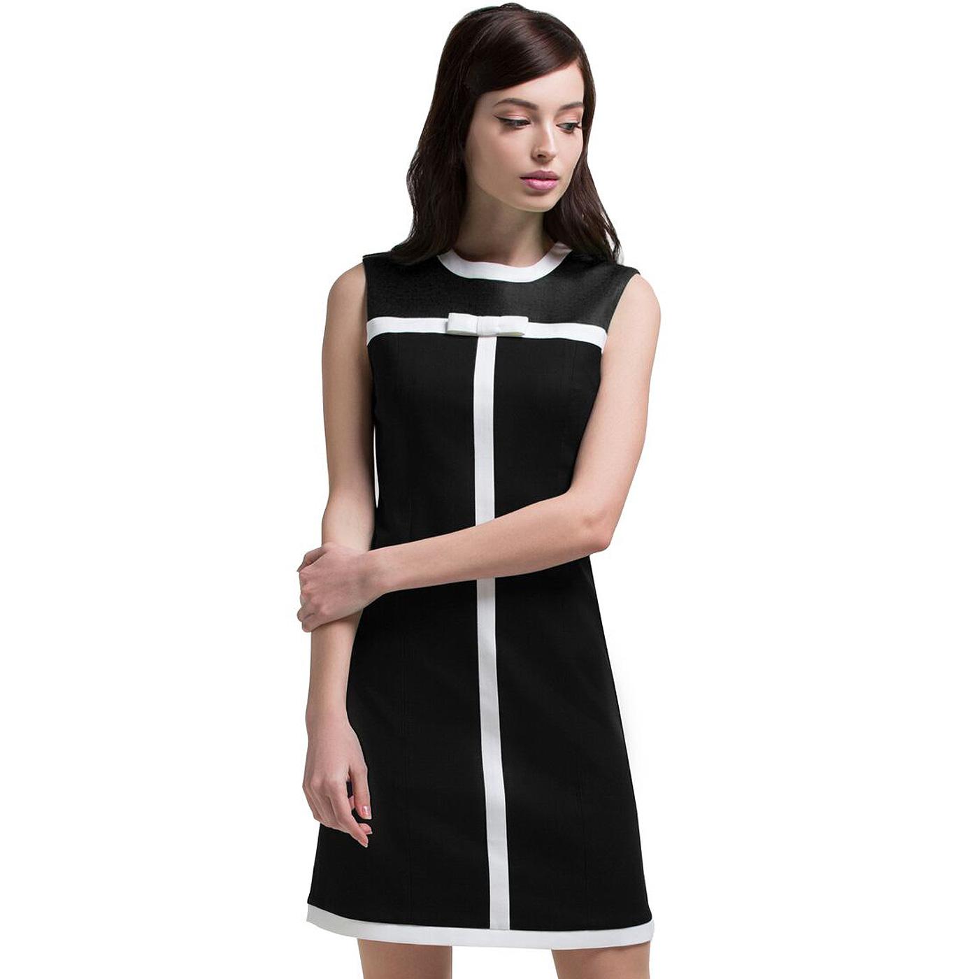 MARMALADE Retro 60s Mod Bow Front Dress in Black