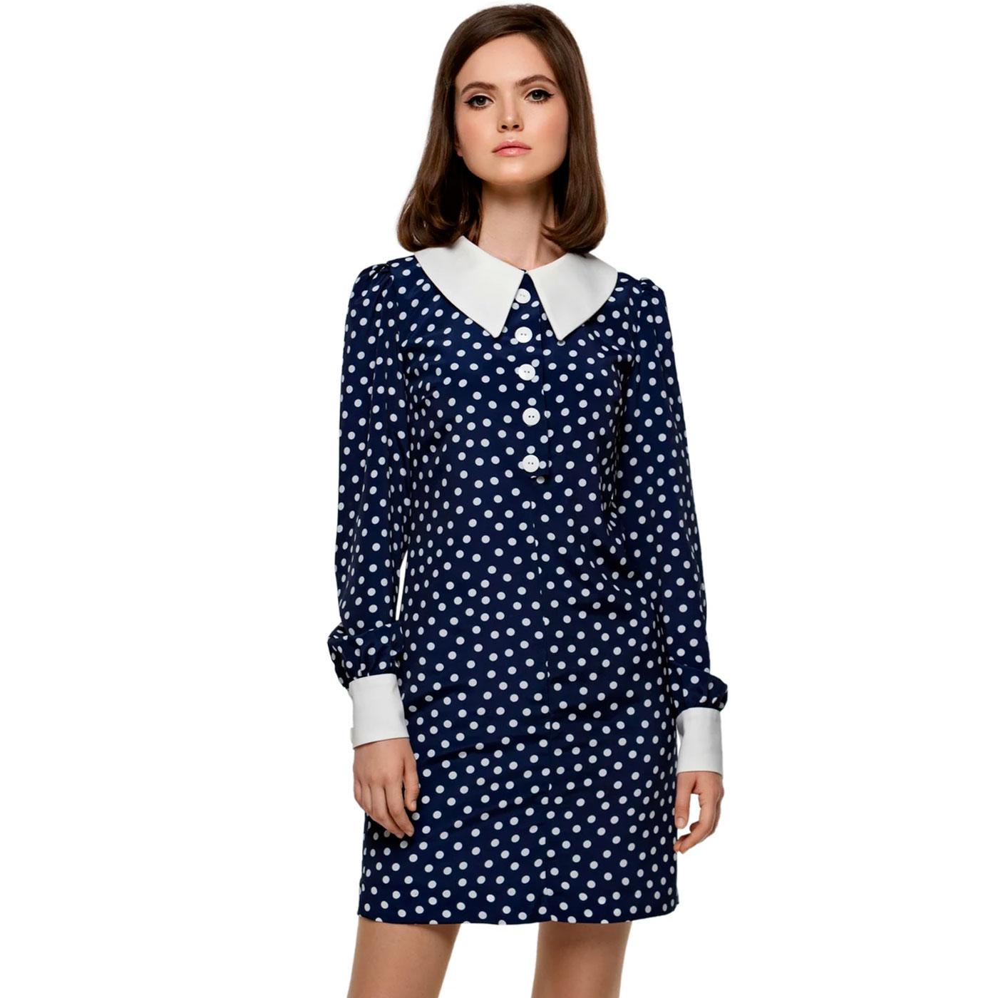 MARMALADE 190s Retro Polka Dot Mod Shift Dress - N/W