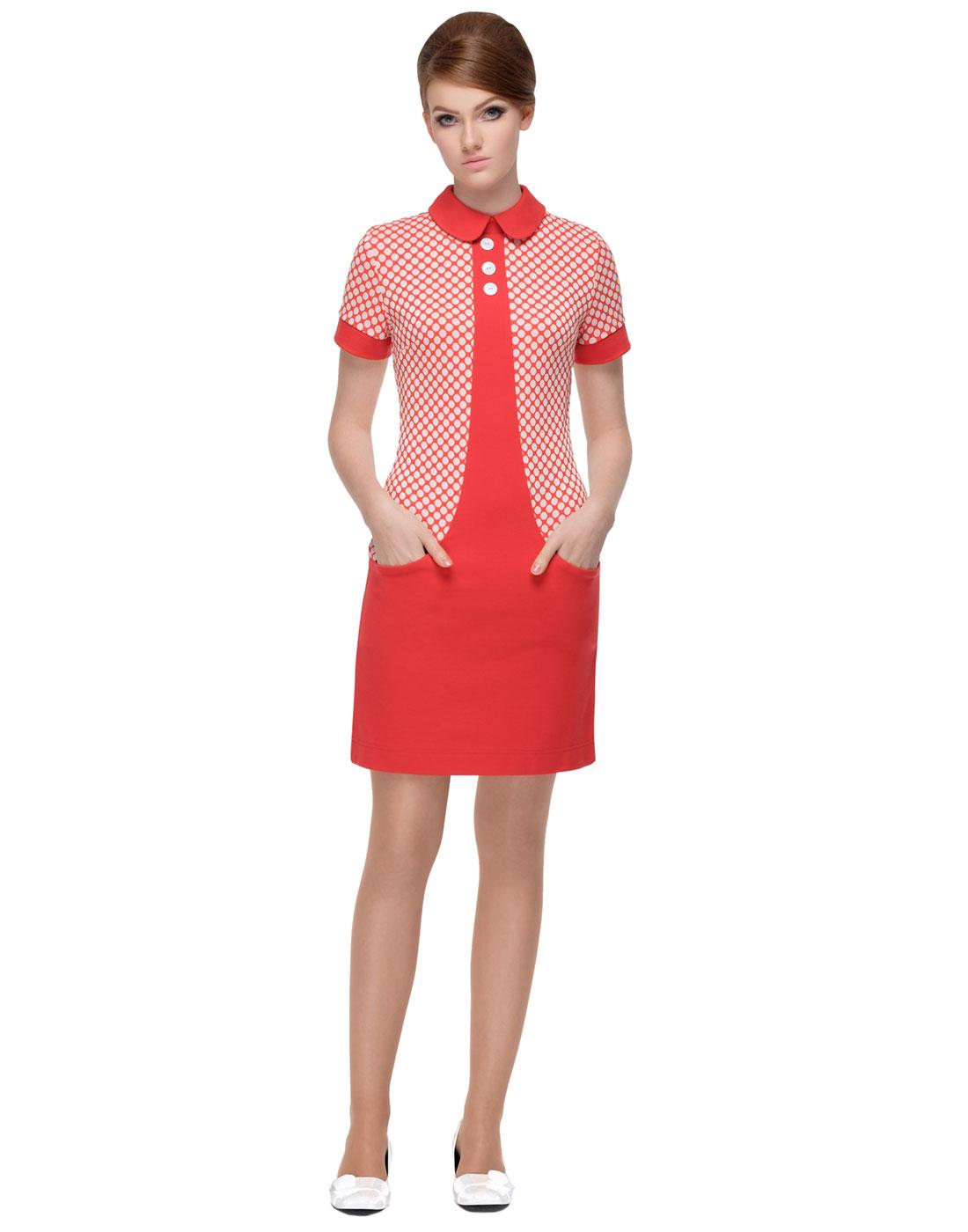 MARMALADE Retro 60s Mod Polka Dot Pocket Dress in Red
