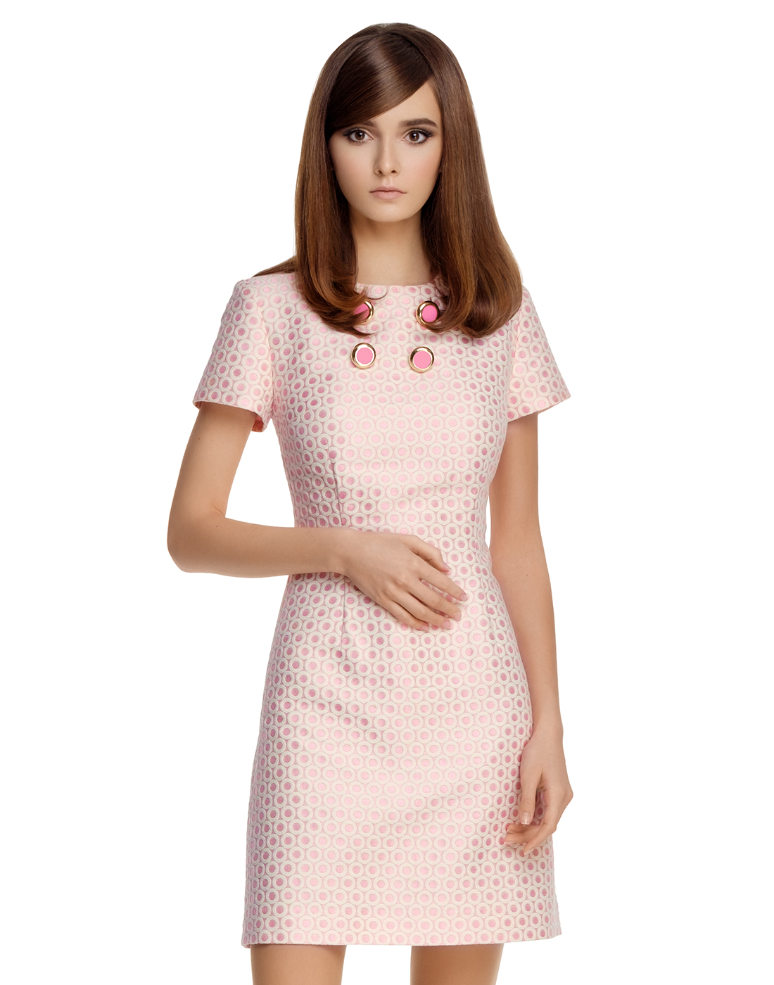 MARMALADE Mod Vintage 60s Fitted Dress in Pink