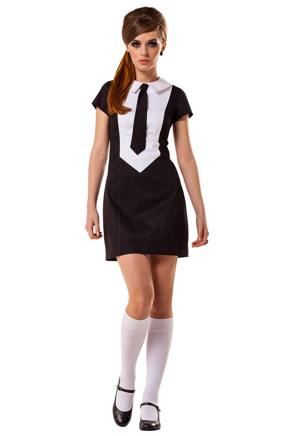 MARMALADE Retro 60s Mod Fitted Mini Dress with Collar/Tie