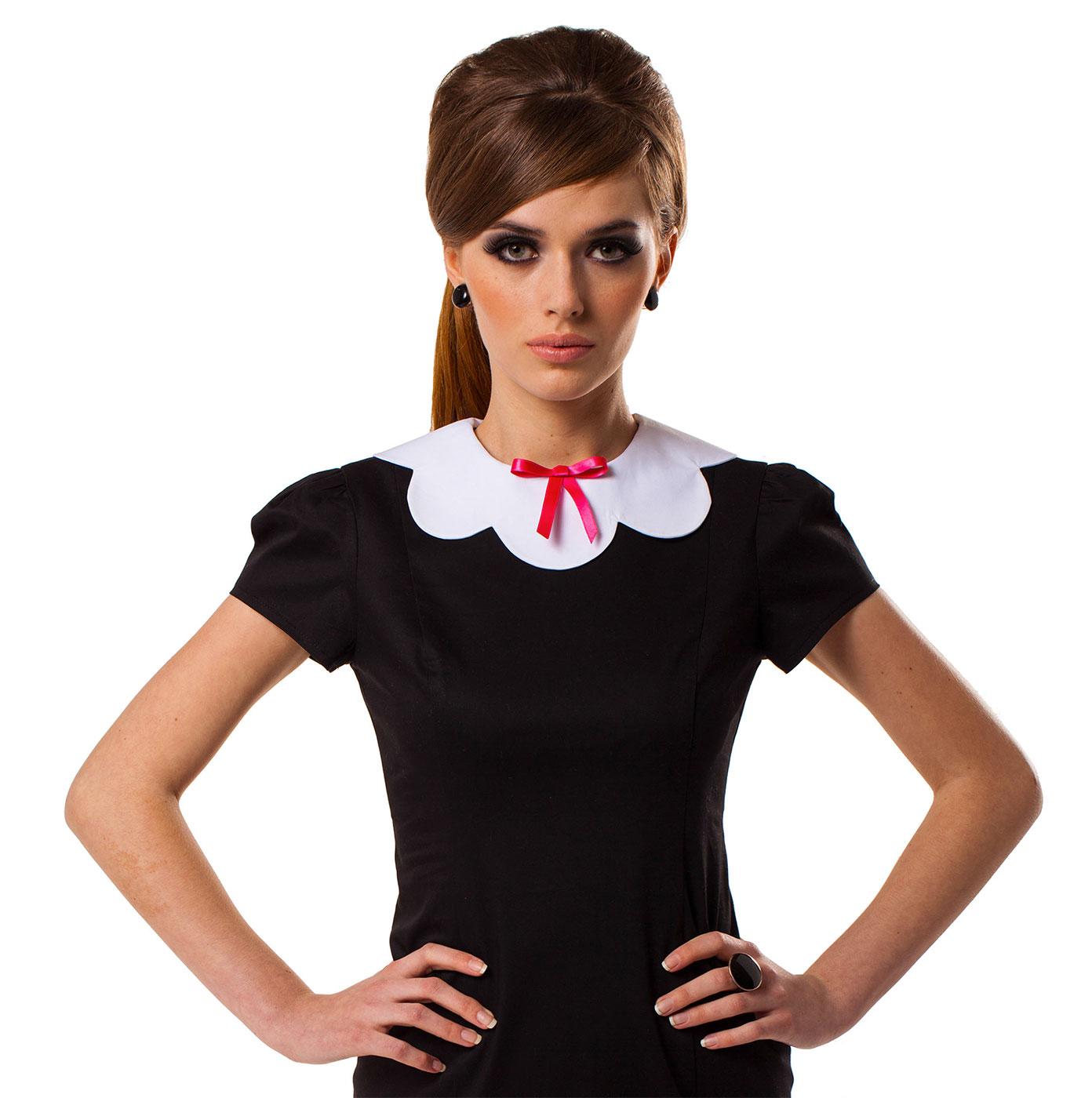 Marmalade Retro 60s Mod Fitted Scallop Collar Dress Blackwhite