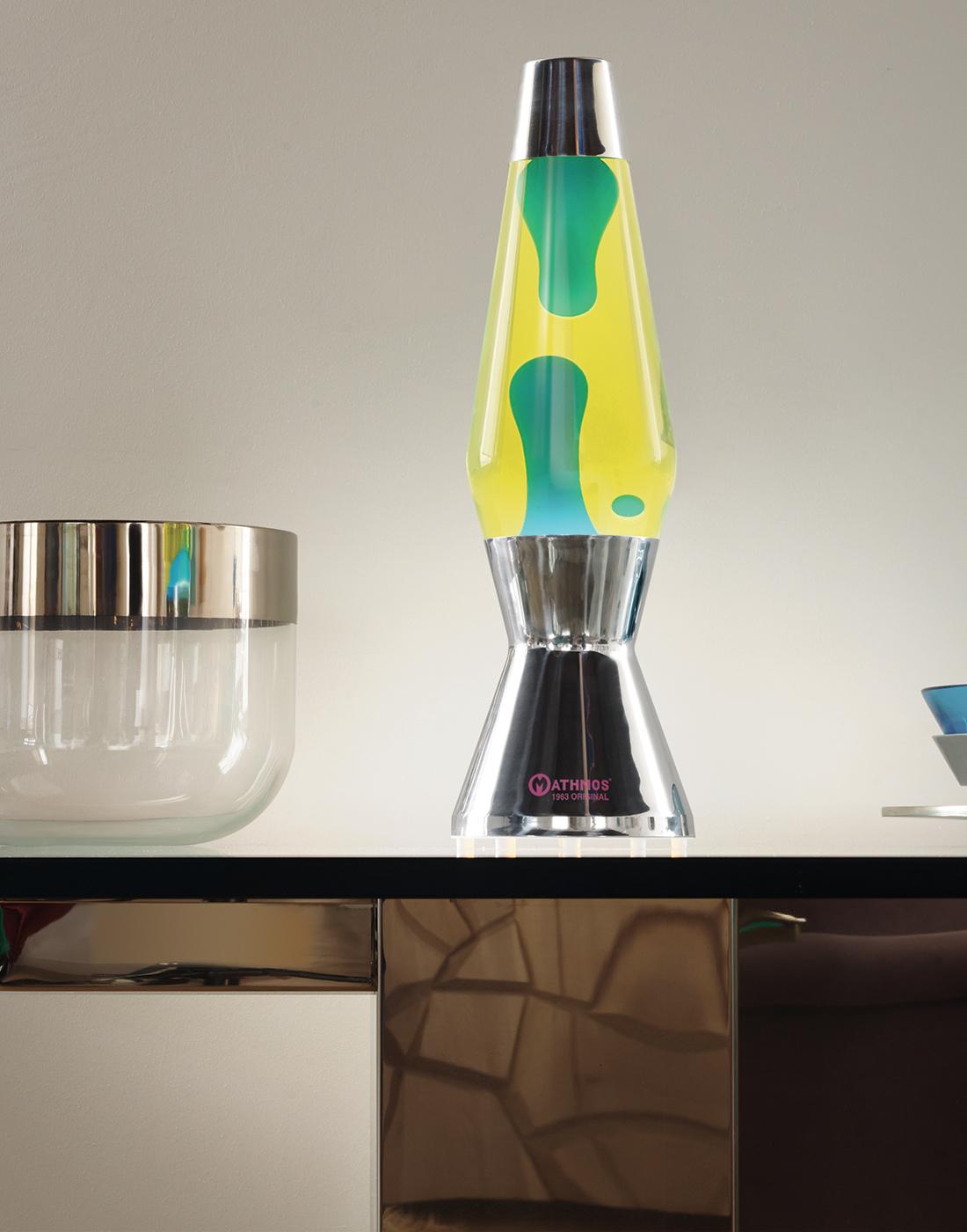 MATHMOS Astro Classic Retro 60s Mod Lava Lamp in Yellow/Blue