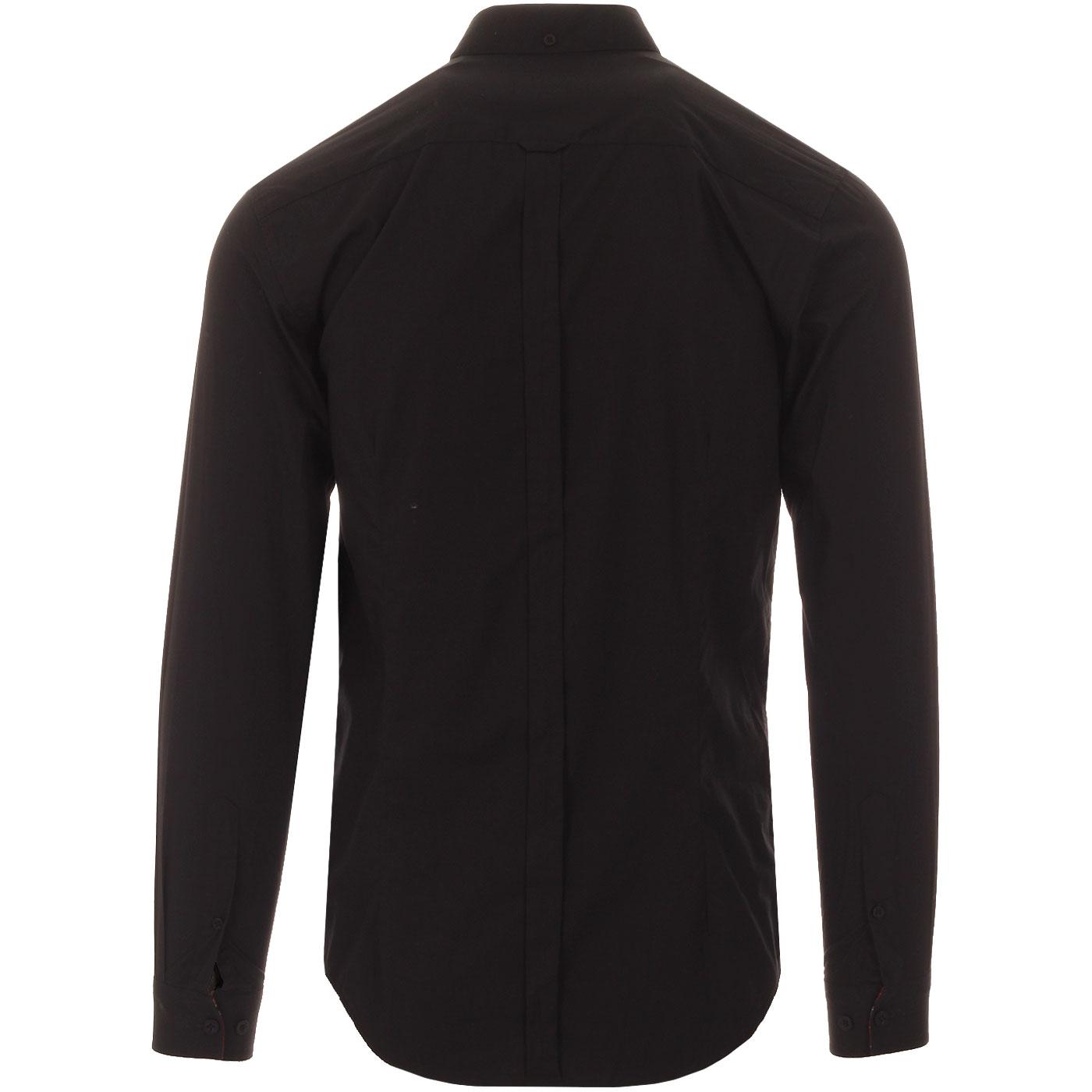 Merc Albin Black Cotton Long Sleeved Retro Mod Button Down Shirts … 
