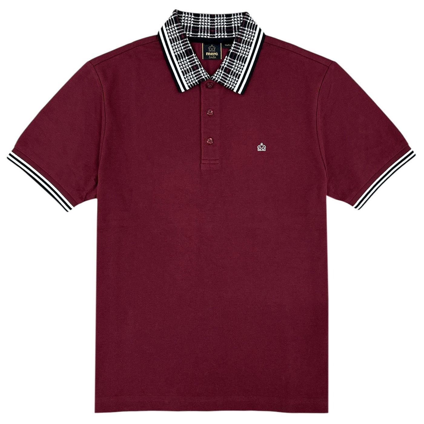 Balam Merc Tartan Collar Burgundy Pique Polo Shirt