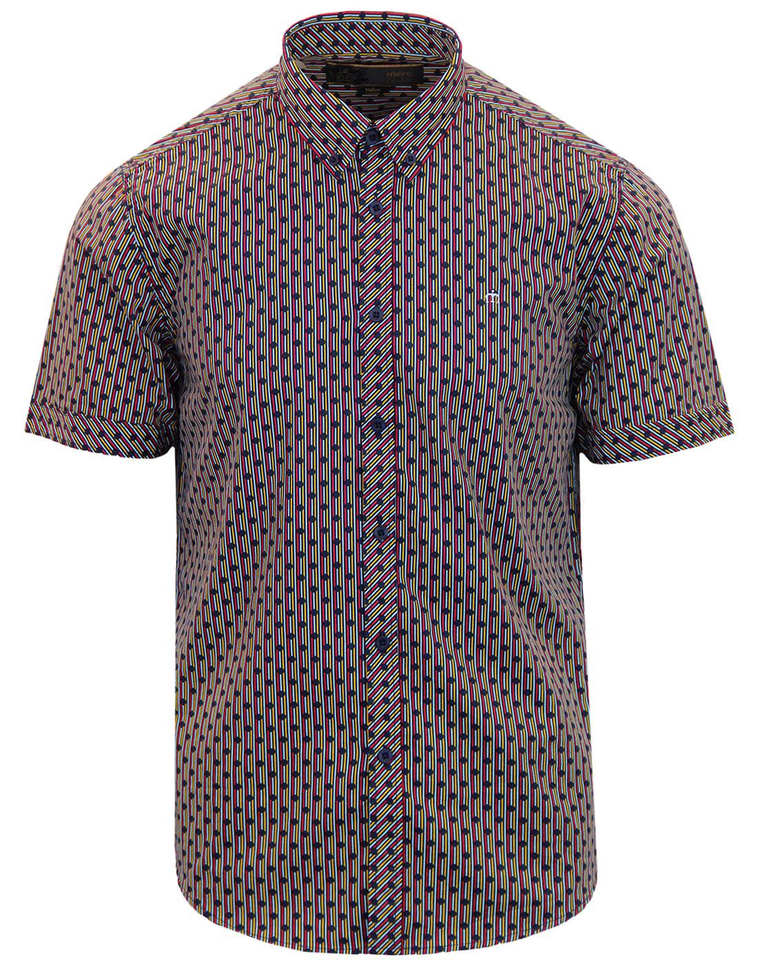 Barrack MERC 1960s Mod Polka Dot Stripe Shirt NAVY