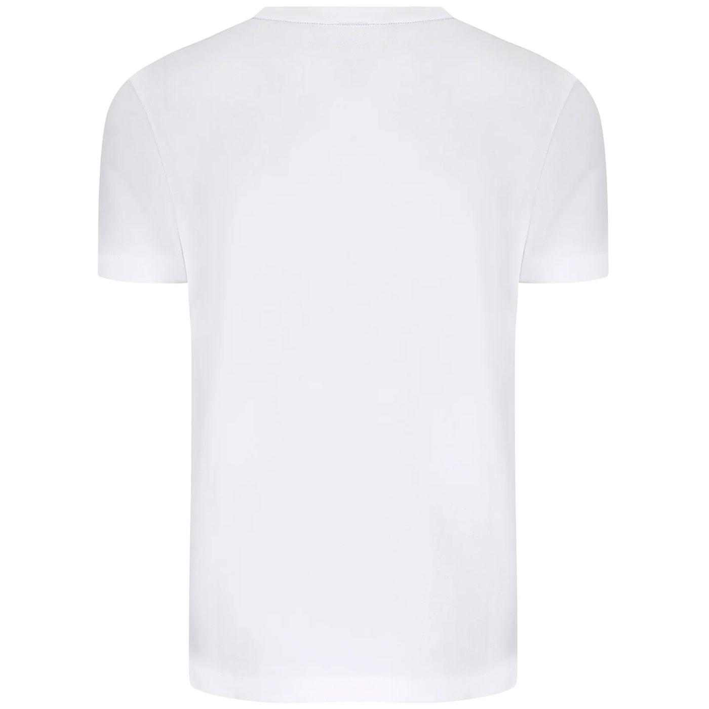 Merc Men's Belmont Retro Mod Racer Stripe Crew Tee in White