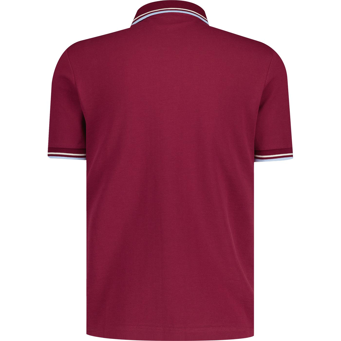 Card MERC Mod Retro Mens Tipped Pique Polo Shirt in Claret