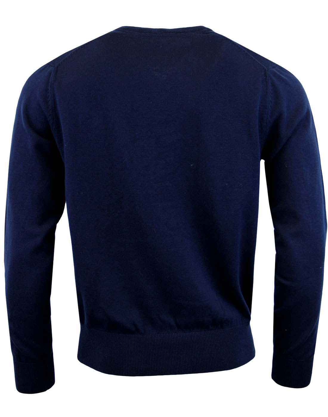 MERC Corby Retro Mod Sixites Knitted V-Neck Jumper in Navy