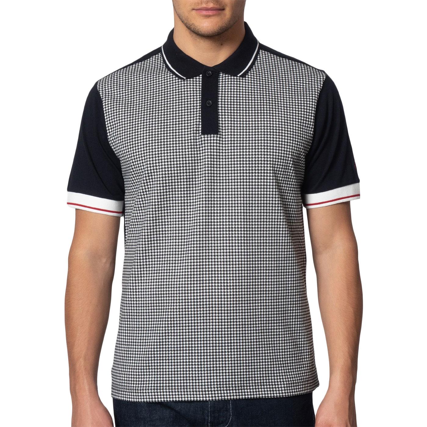 MERC Corona Retro 1960s Mod Dogtooth Polo Shirt with Tipping