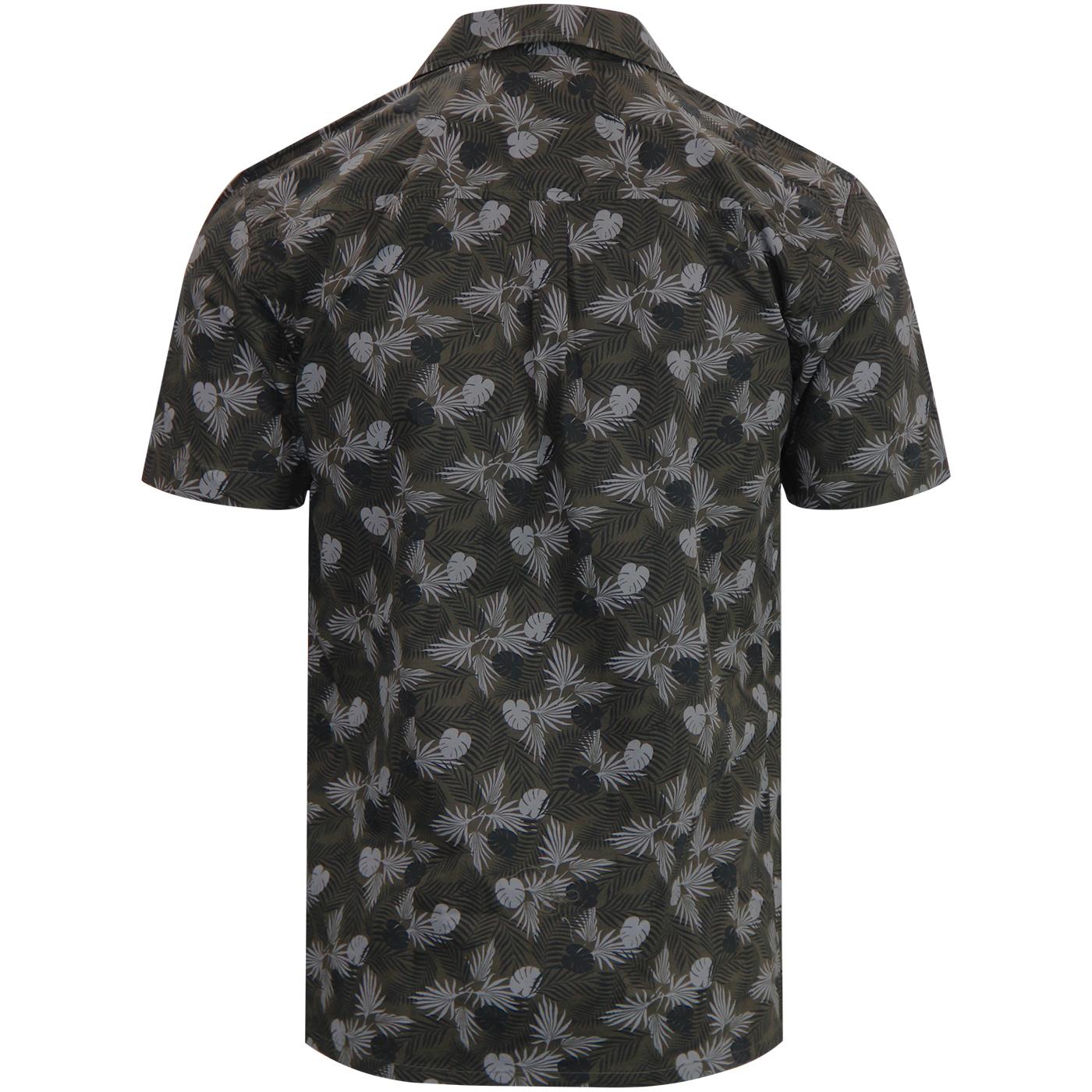MERC Darwin 60s Mod Resort Collar Botanical Shirt Dark Sage
