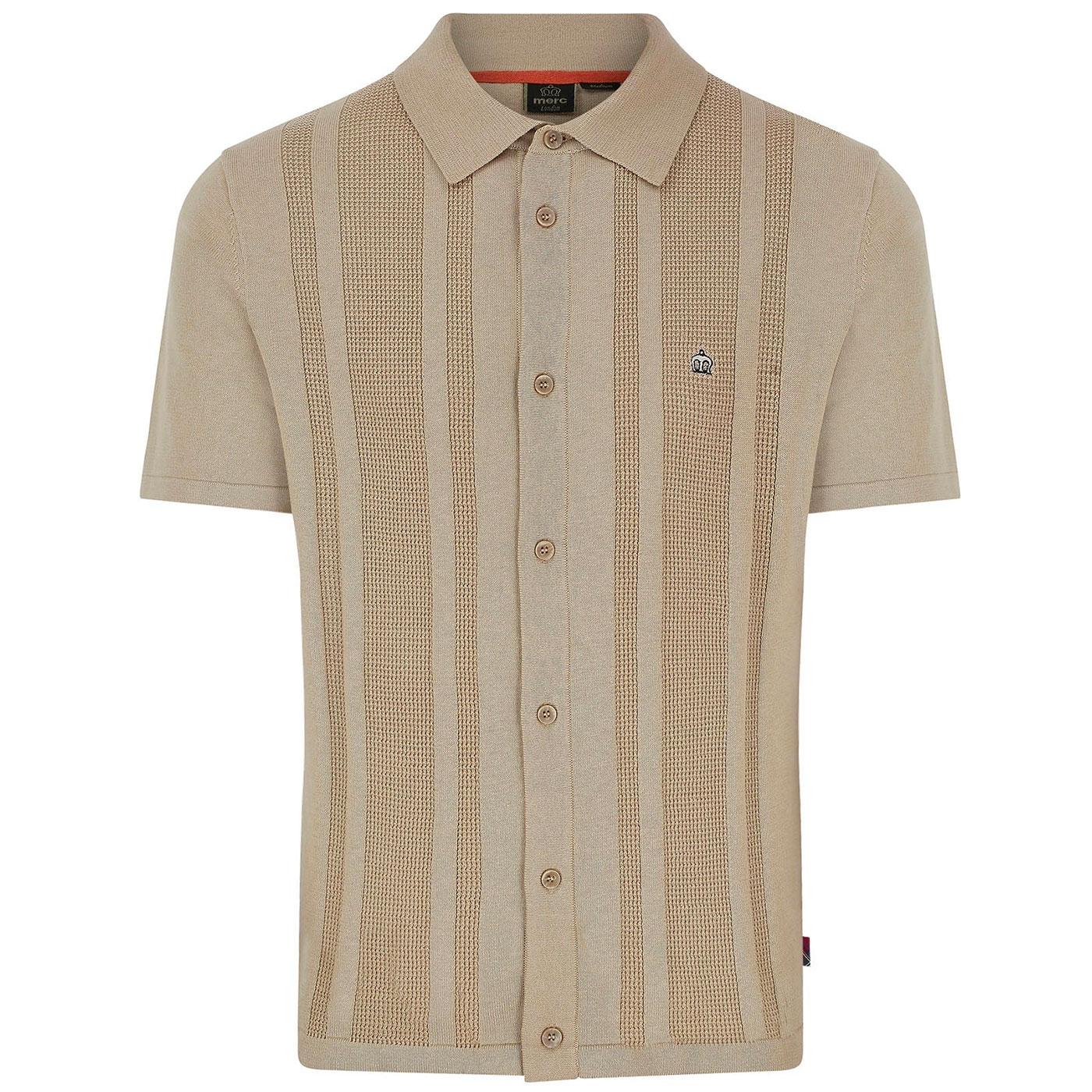 Elsted Merc Retro Textured Stripe Knit Shirt Beige