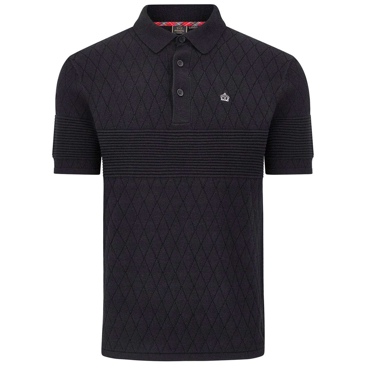 Greville Merc London Textured Knitted Polo Shirt B