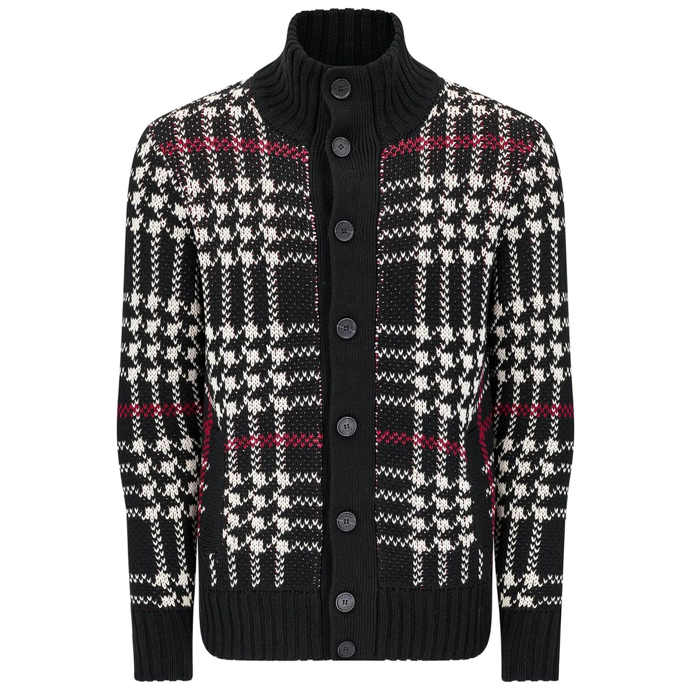 Inwood Merc Retro Tartan Knitted Chunky Cardigan