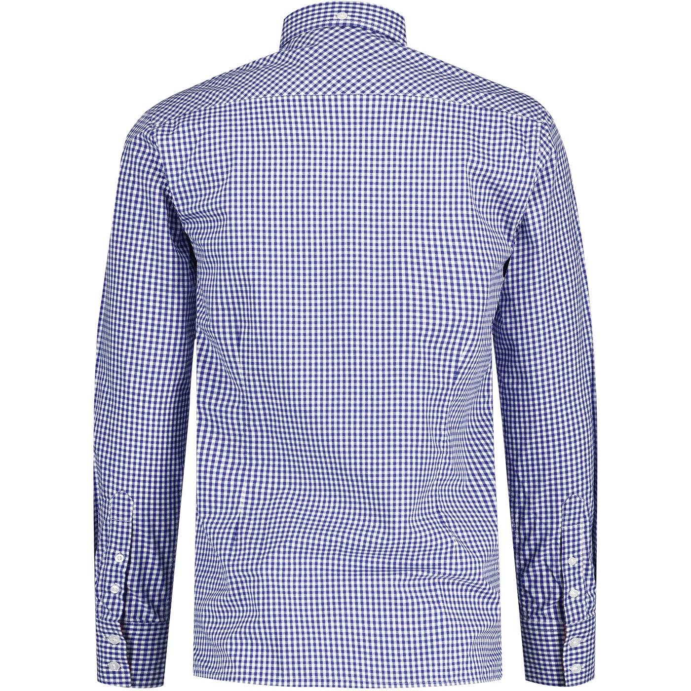 MERC Japster Gungham Shirt | Retro Mod Button Down Blue Shirt