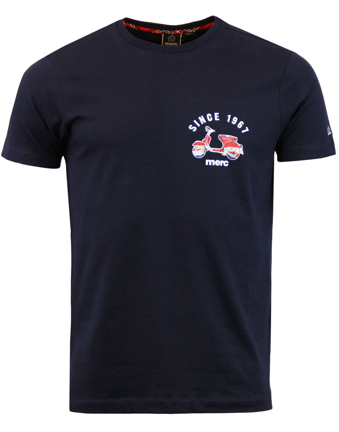MERC Ludlow Retro Indie Mod Union Jack Scooter Print T-shirt Navy