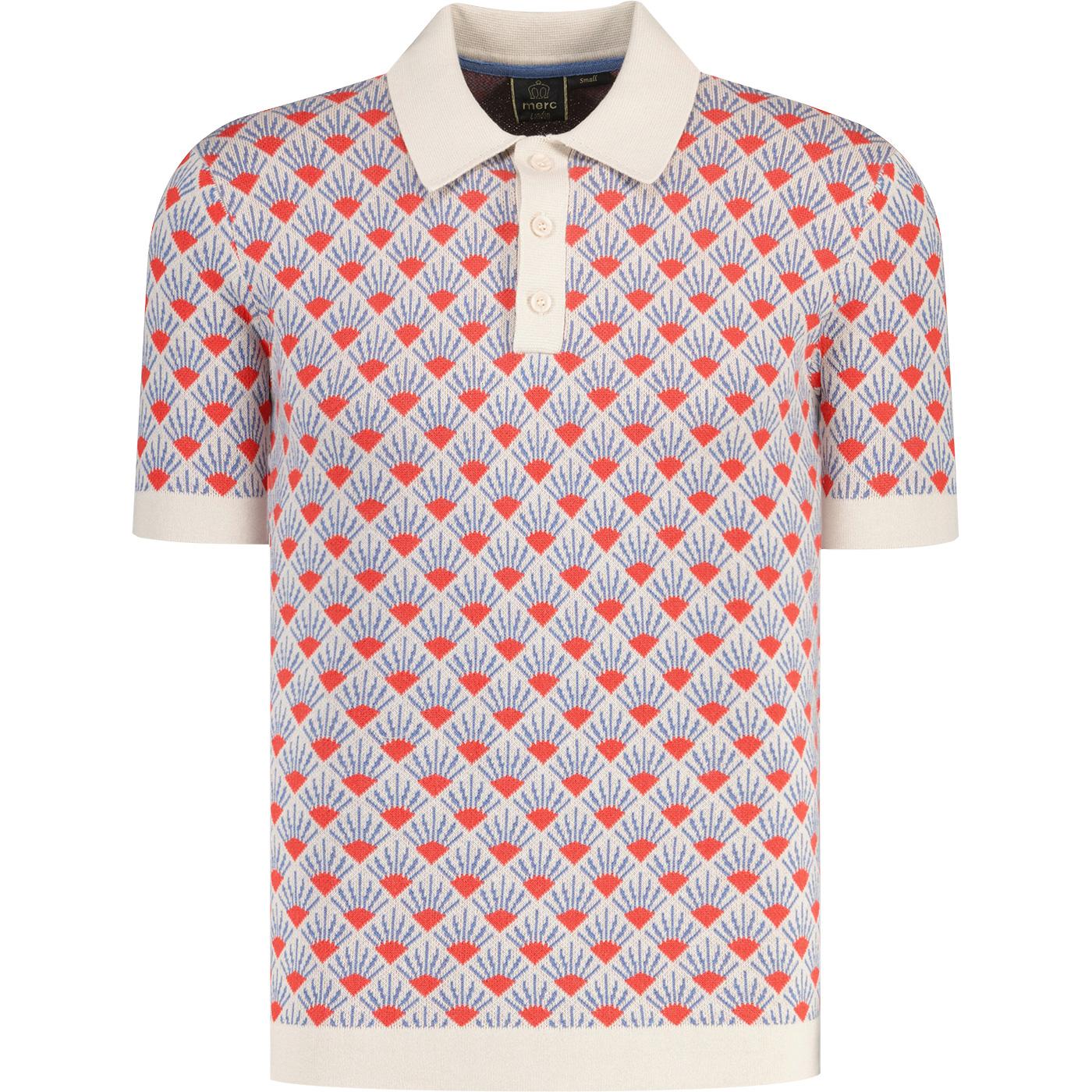 Marcus Merc Geo Sunburst Jacquard Knit Polo Shirt 