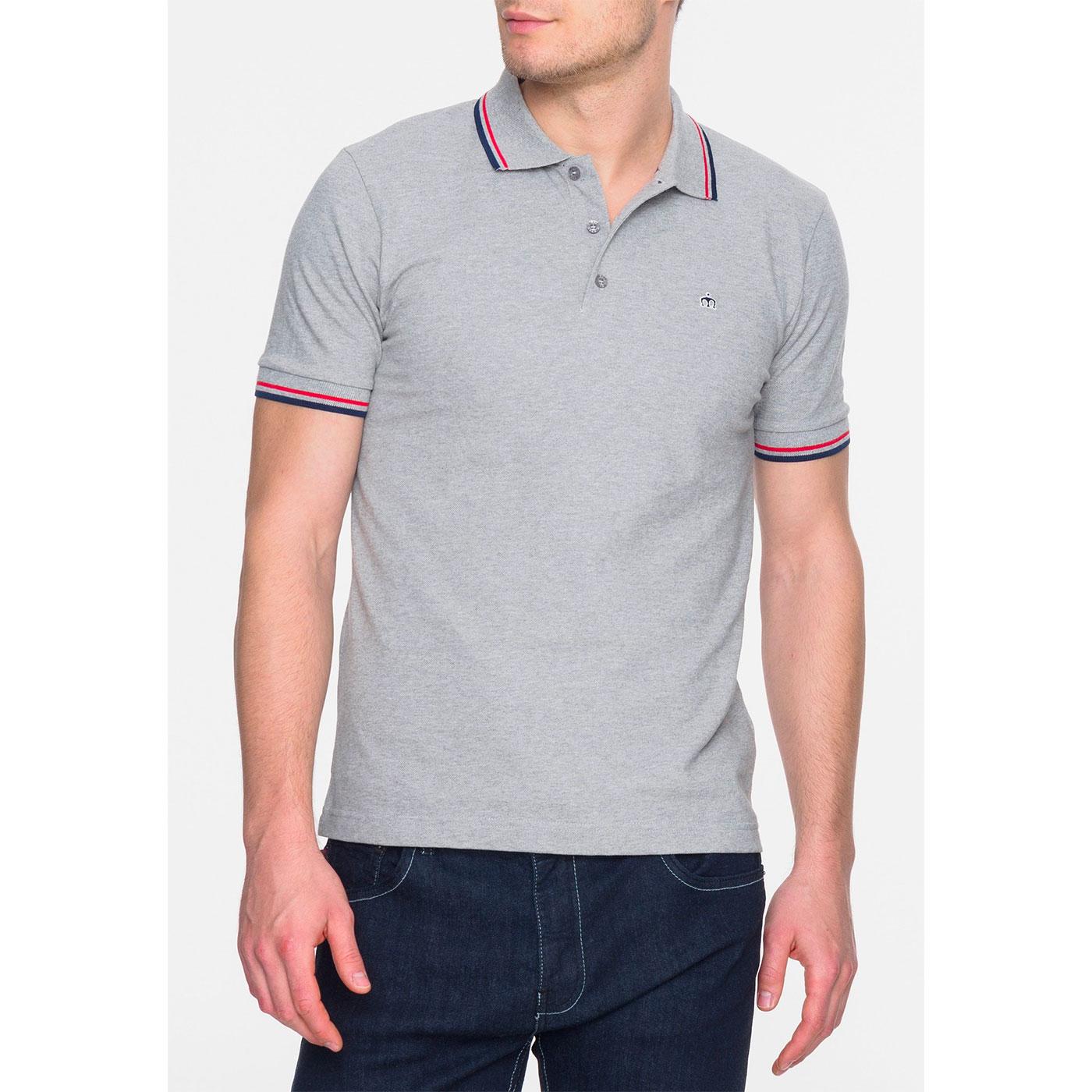 Card MERC Mod Retro Mens Tipped Pique Polo Shirt in Mineral Grey