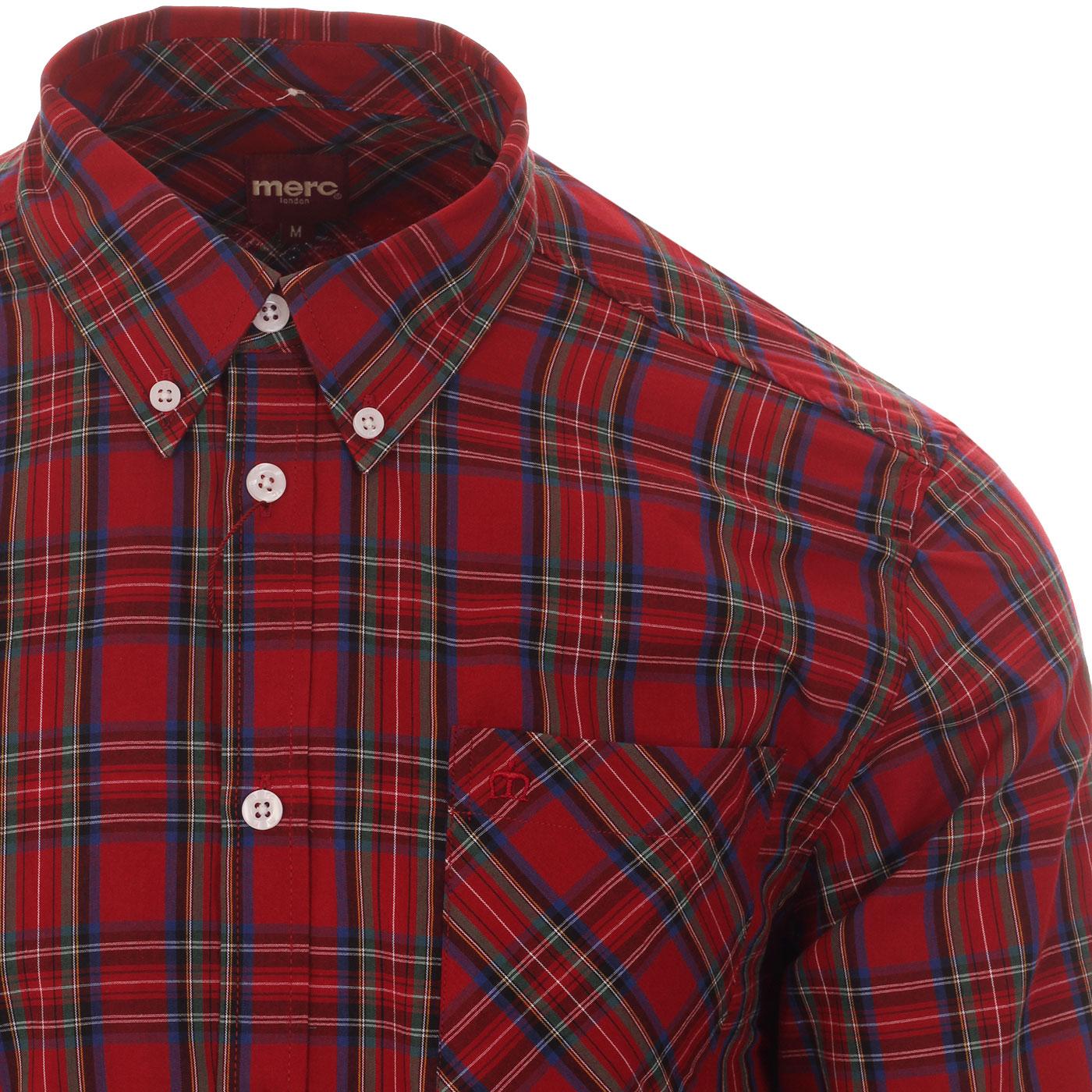 Neddy MERC Mens Retro Tartan Button Down Mod Shirt